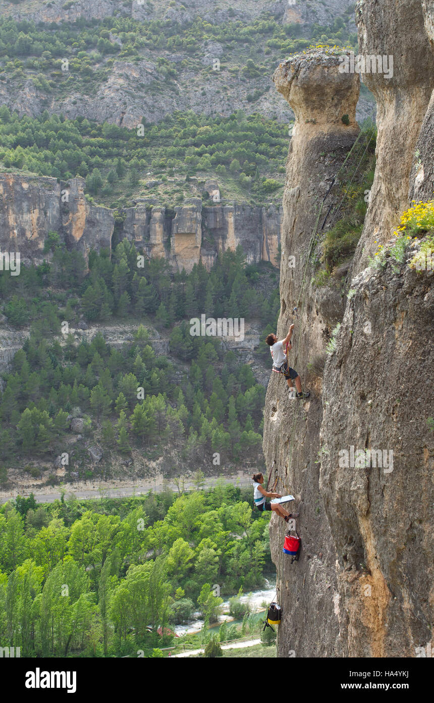 Rock climbing in the Huecar gorge, Cuenca, Spain Stock Photo - Alamy