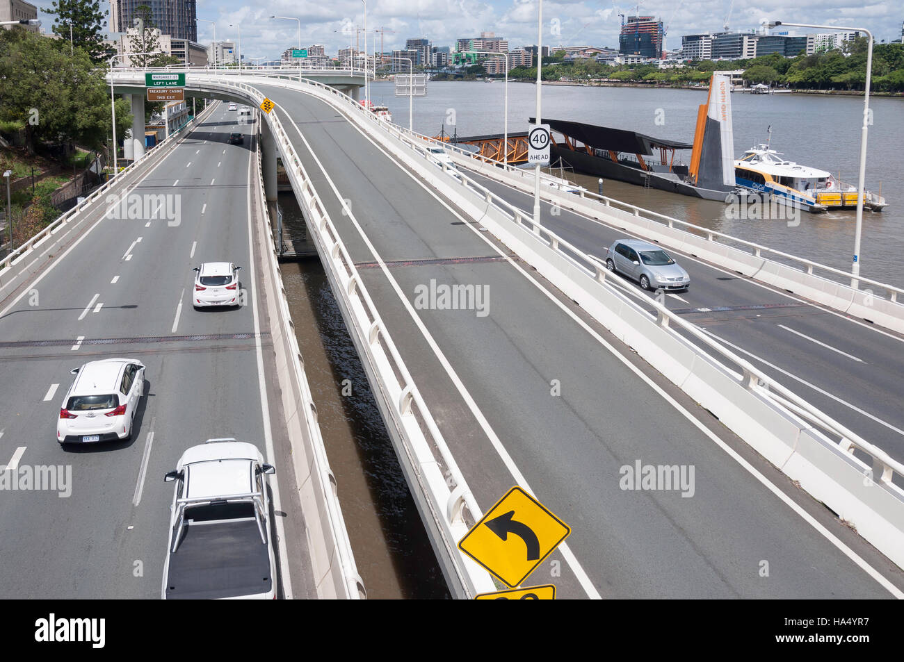 Riverside Expressway from Victoria Bridge, Brisbane City, Brisbane, Queensland, Australia Stock Photo