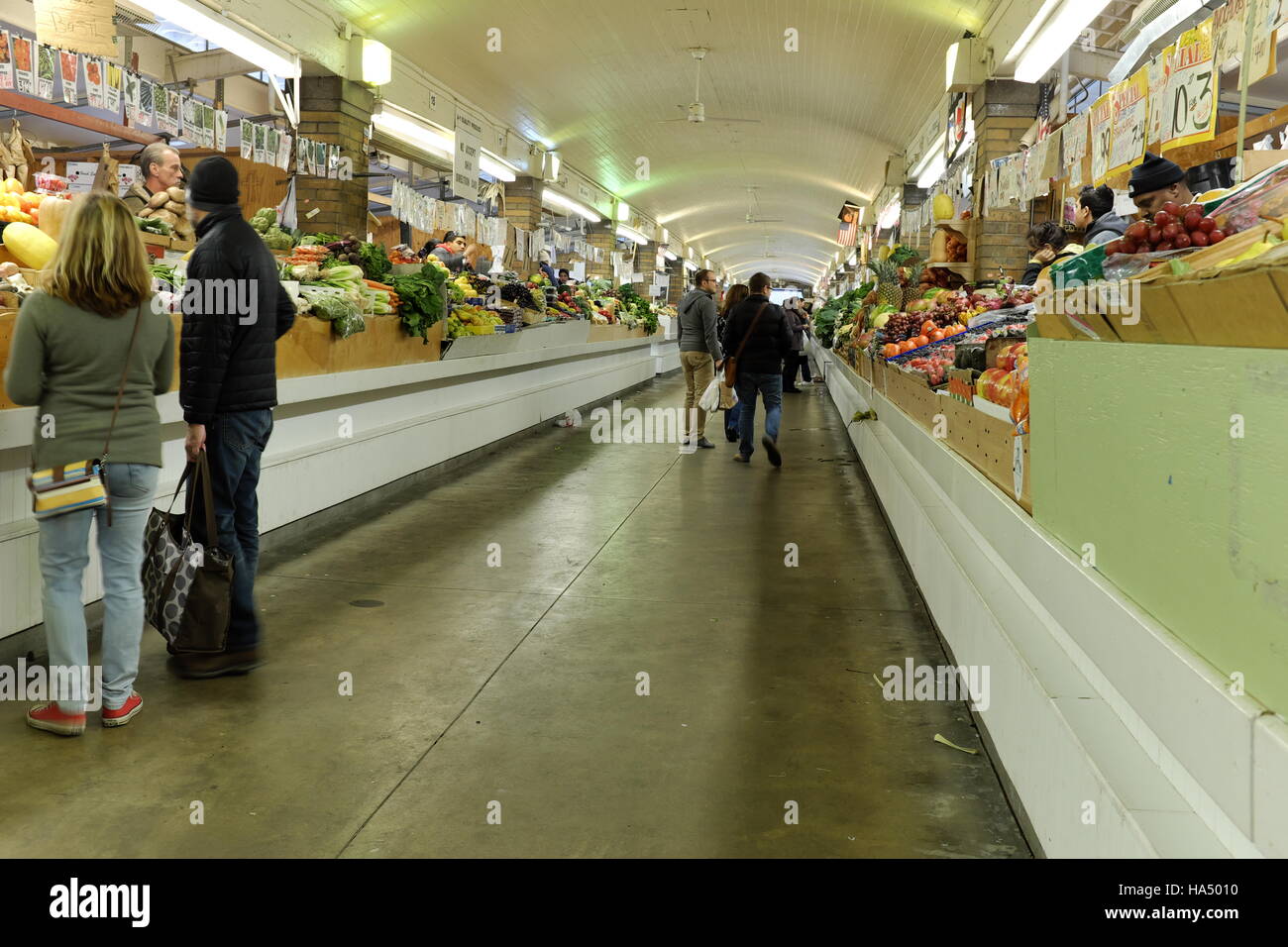 Vegetable market, a section of the historic West Side Market in Cleveland, Ohio, the United States. Stock Photo