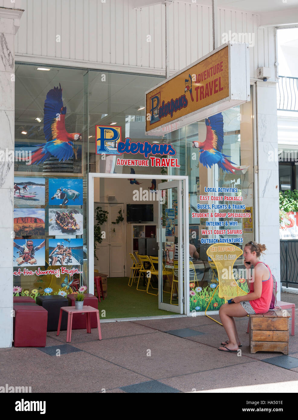 Peterpans Adventure Travel Agent, Orchid Avenue, Surfers Paradise, City of Gold Coast, Queensland, Australia Stock Photo