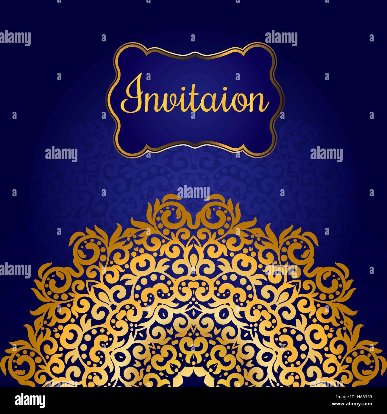 Rich Gold Invitation Card In The Indian Style Bohemian Cards With Stock Vector Image Art Alamy