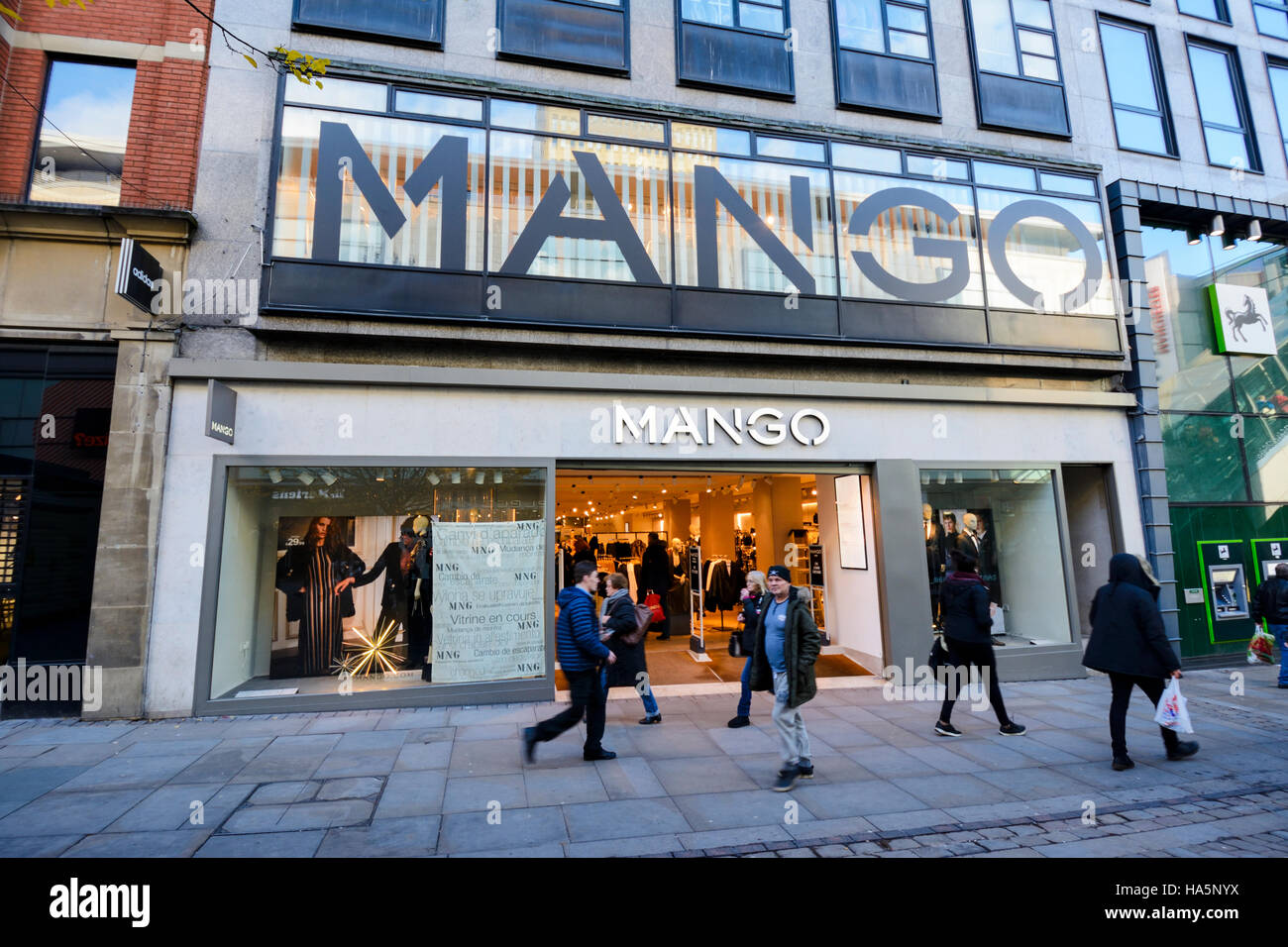 Mango Clothing store in Market Street, Manchester. Stock Photo