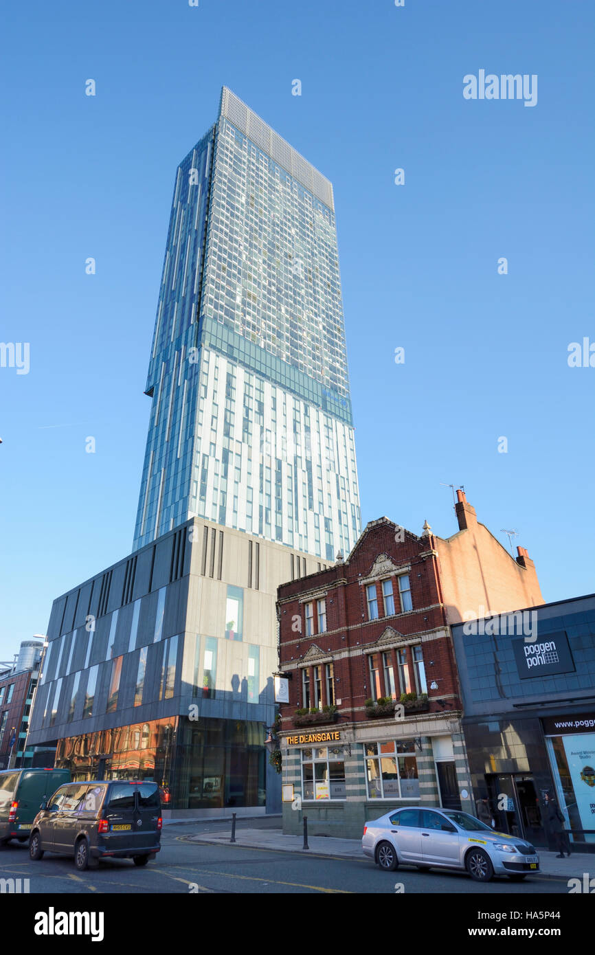 Beetham Tower and Hilton Hotel in Deansgate, Manchester. Stock Photo