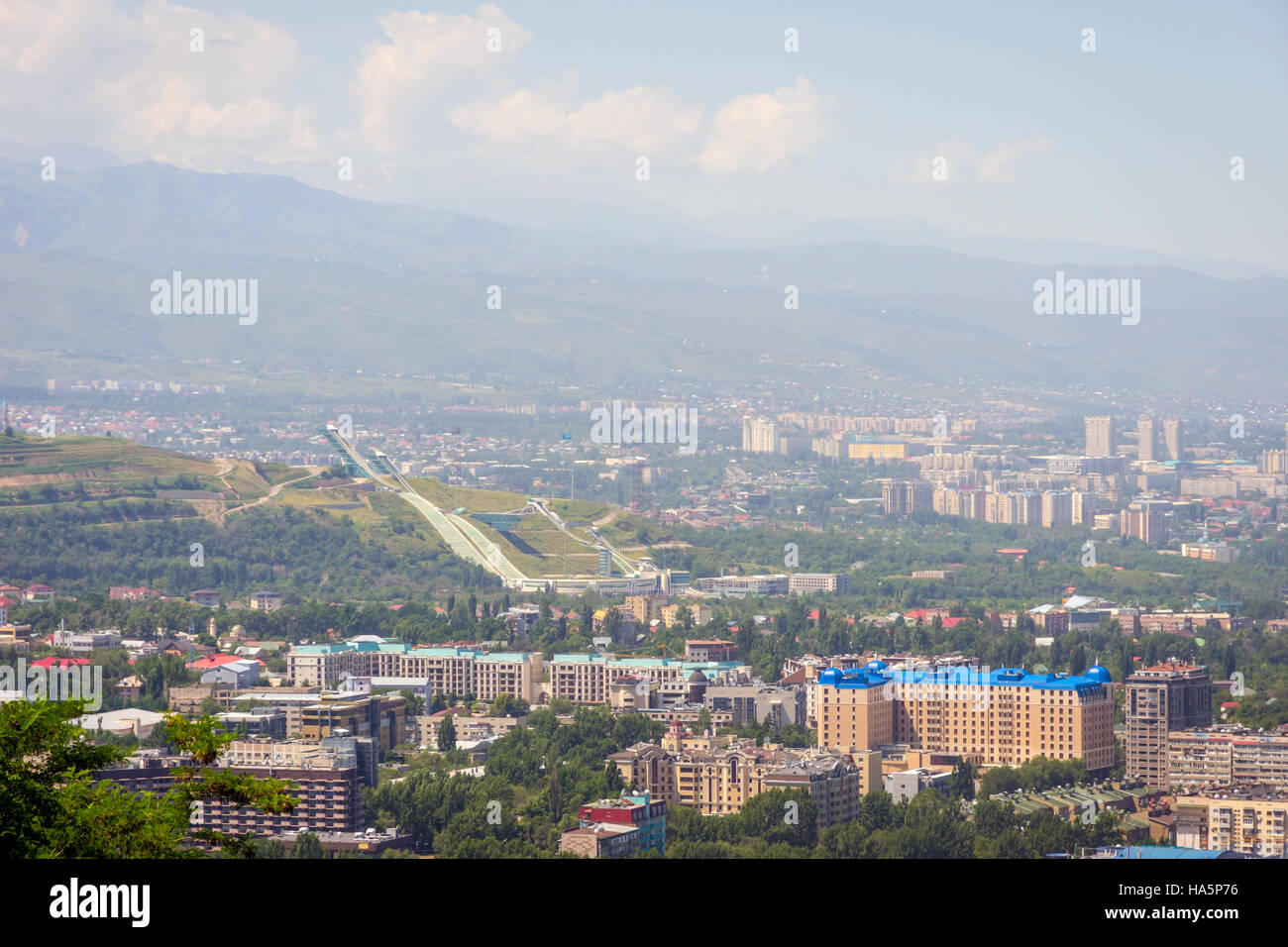View on Almaty ski jump center, Kazakhstan Stock Photo