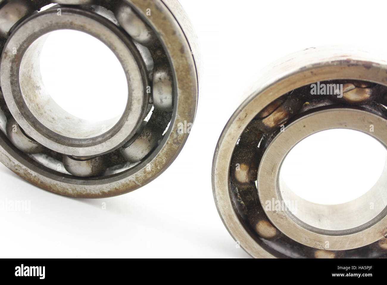 Two old rusty bearing on a white background Stock Photo Alamy