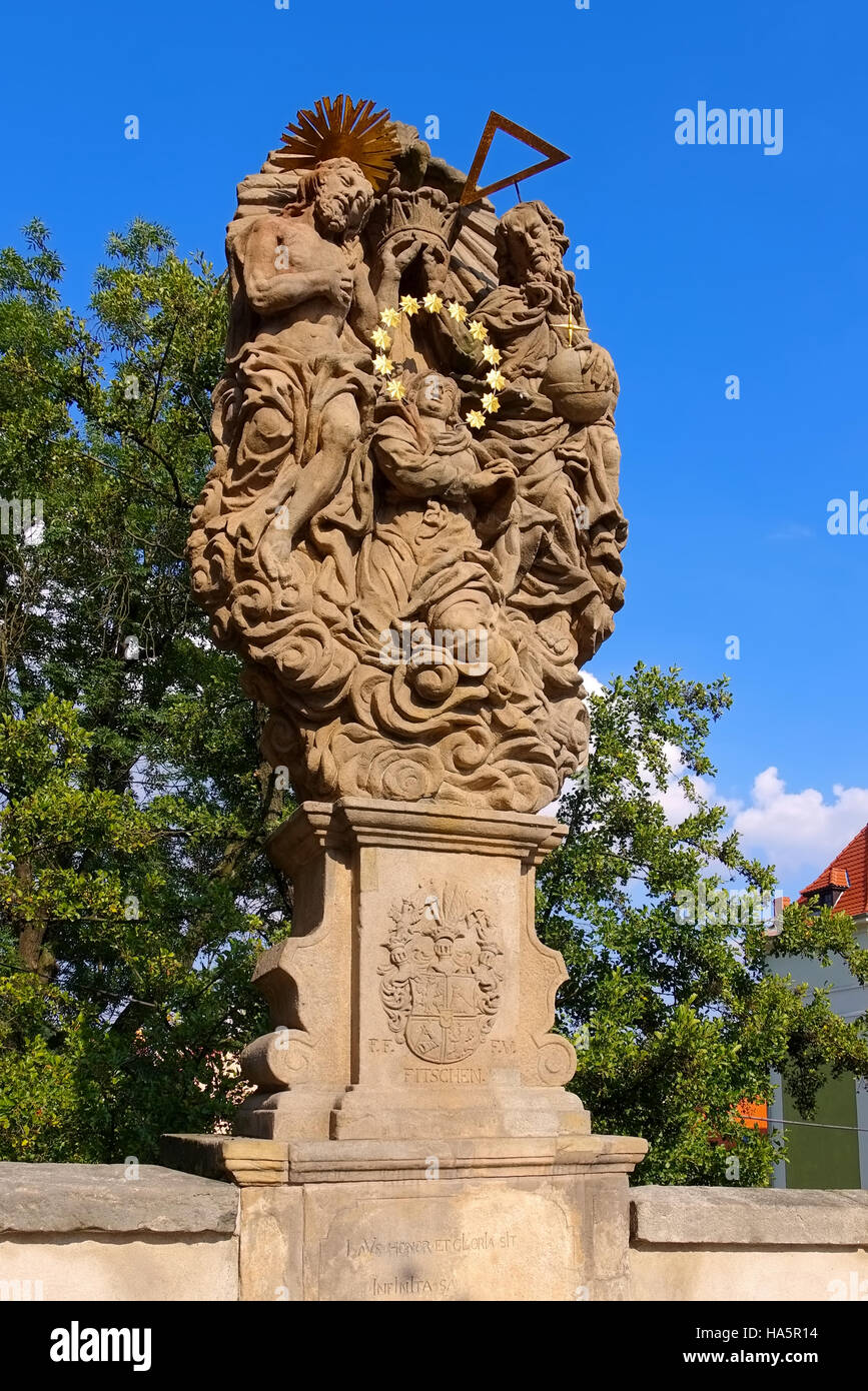 Figur der Brücktorbrücke in Glatz, Schlesien - Statue from St. Johns Bridge, Most Sw.Jana, Klodzko (Glatz), Silesia, Poland Stock Photo