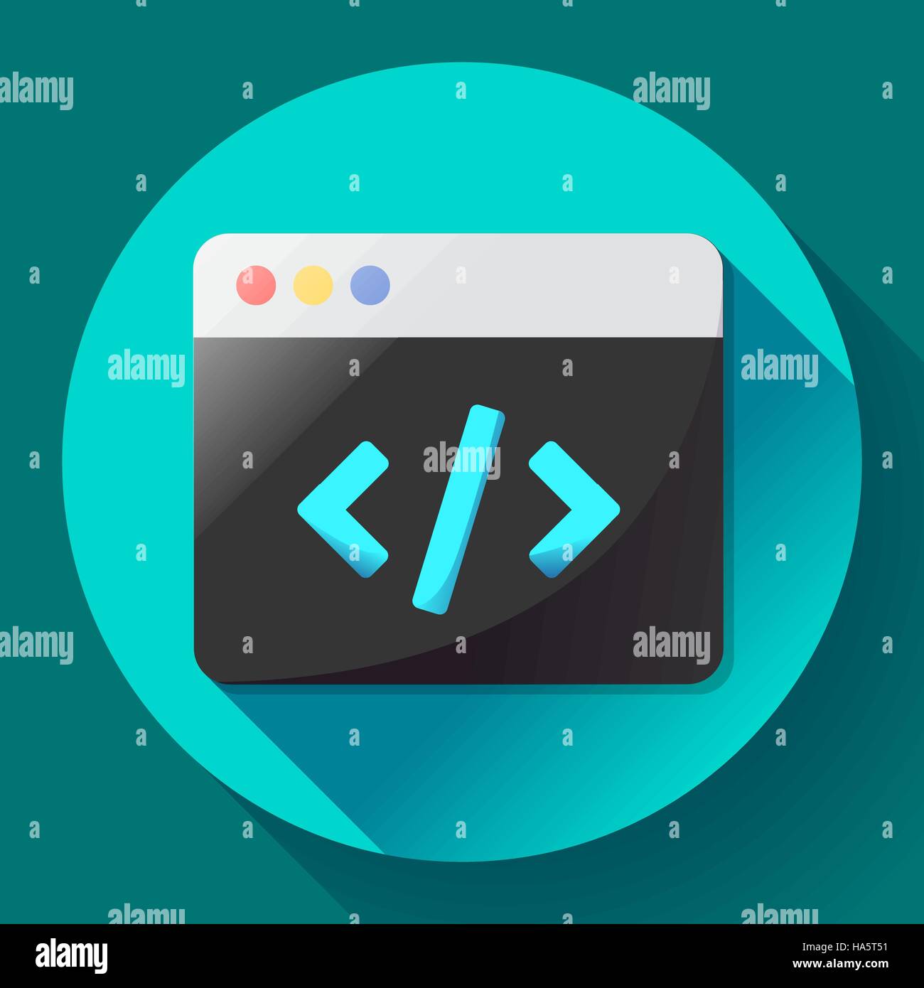 Coding icon vector flat program code icon app. Stock Vector
