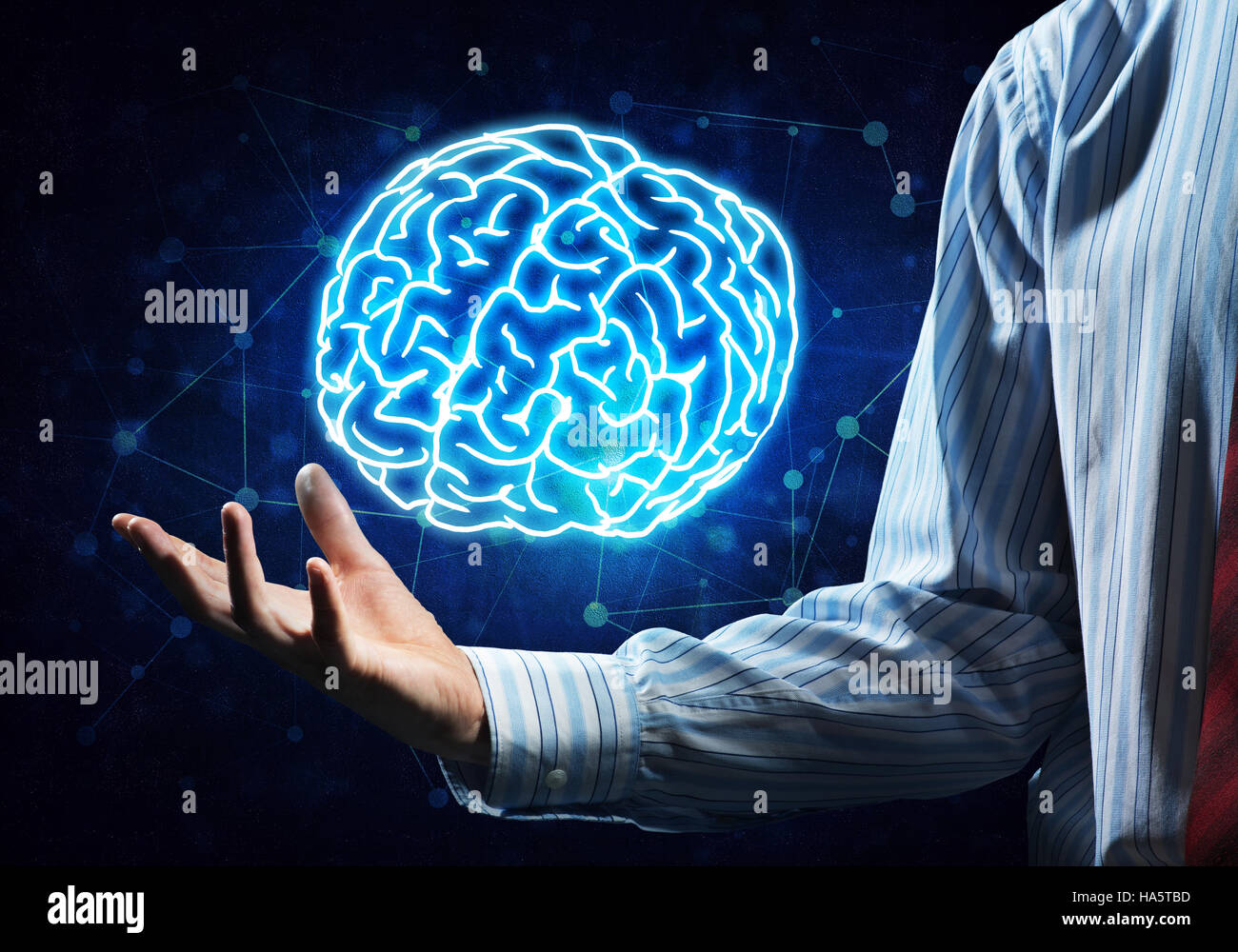 Close up of businessman hand holding brain in palm Stock Photo - Alamy