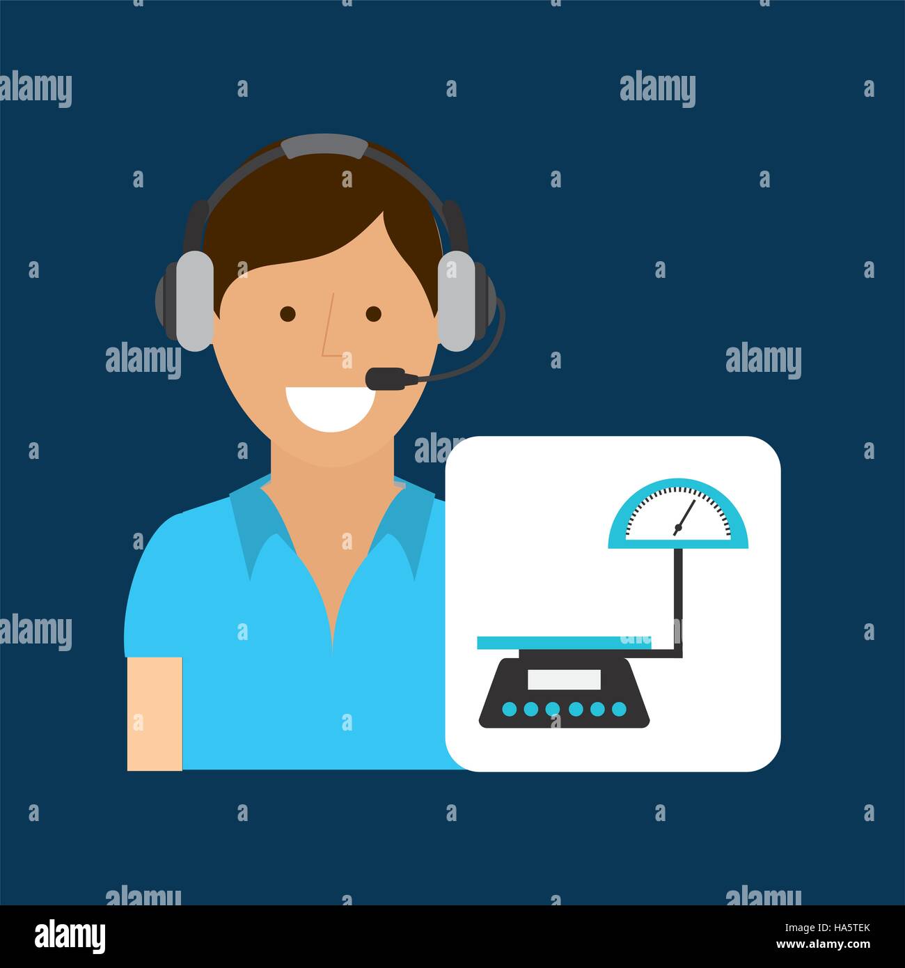 delivery service concept call center weight scale vector illustration ...