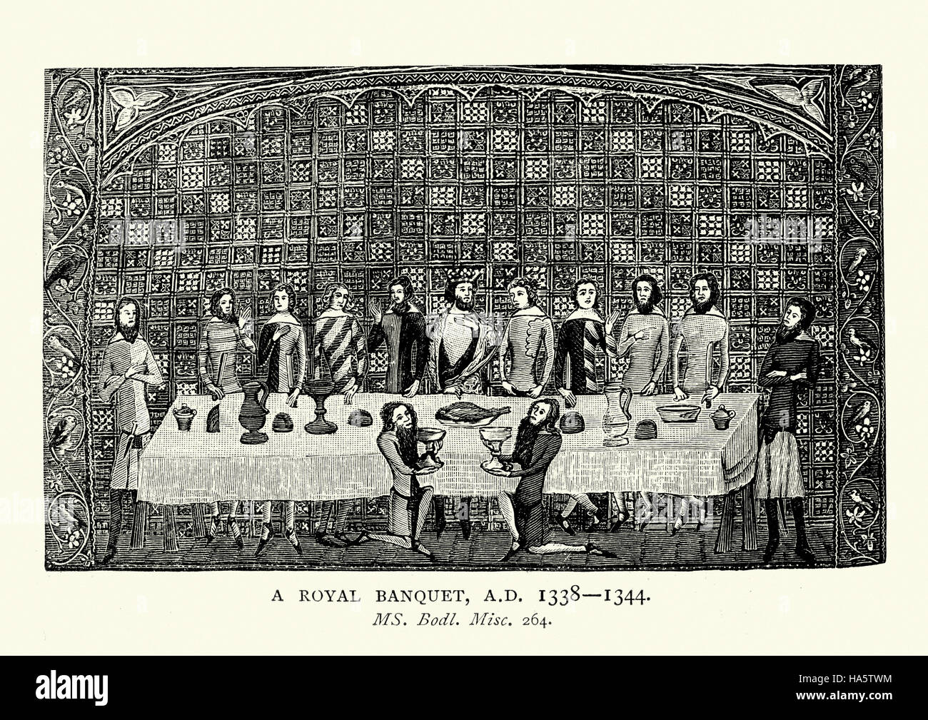 Medieval royal banquet, 14th Century Stock Photo
