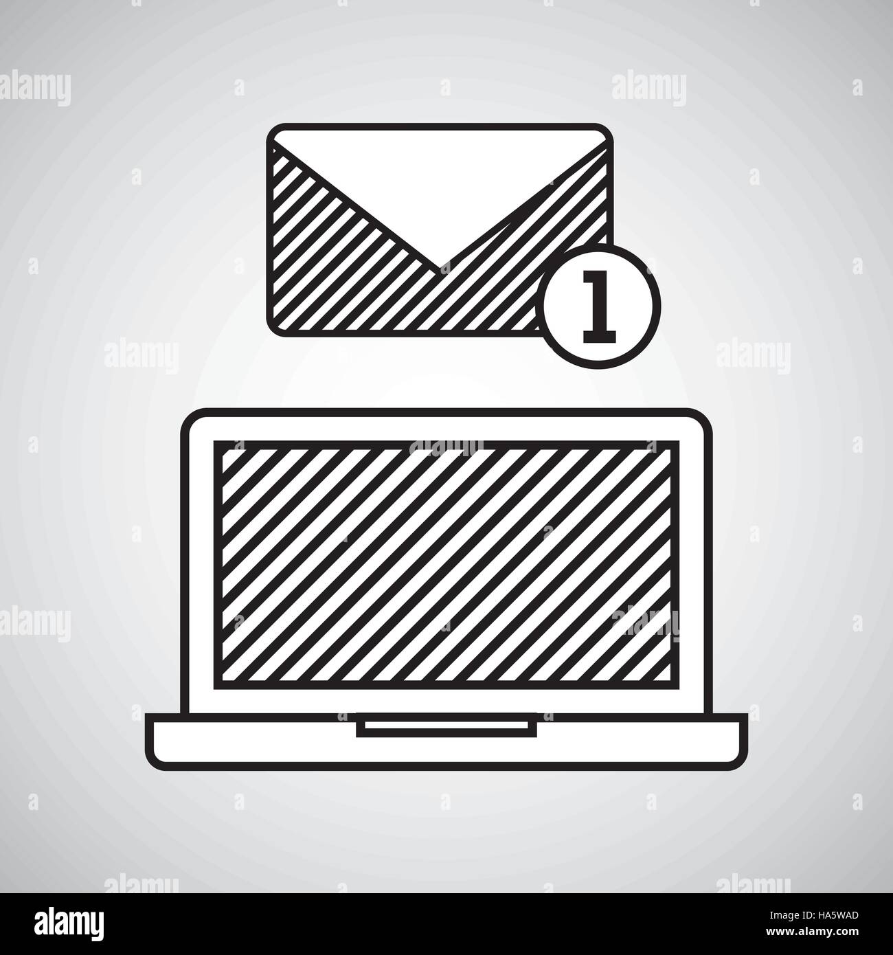 hand drawing email receiving diagonal lines vector illustration eps 10