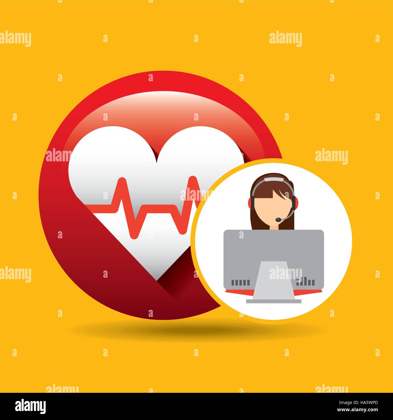 avatar girl headphones laptop and pulse heart vector illustration eps