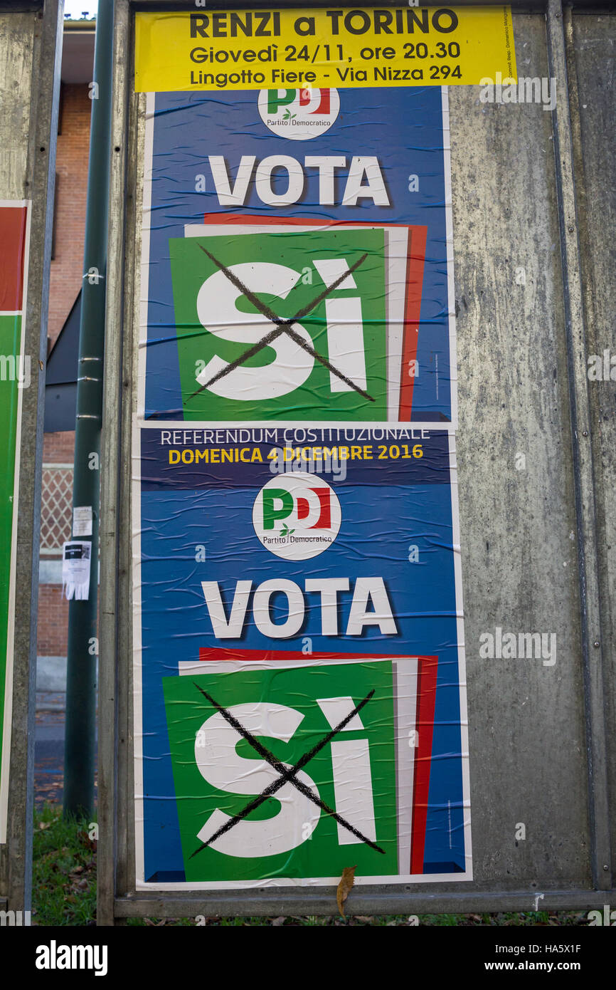 Billboards on the Italian constitutional referendum of December 4, 2016 Stock Photo