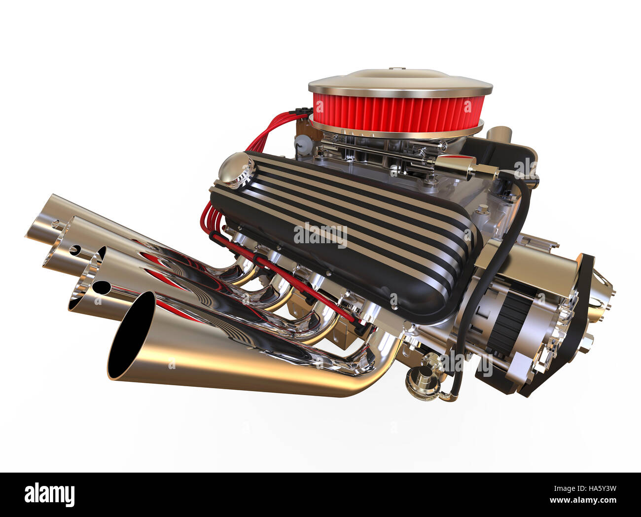 Hot rod V8 Engine 3D render Stock Photo Alamy