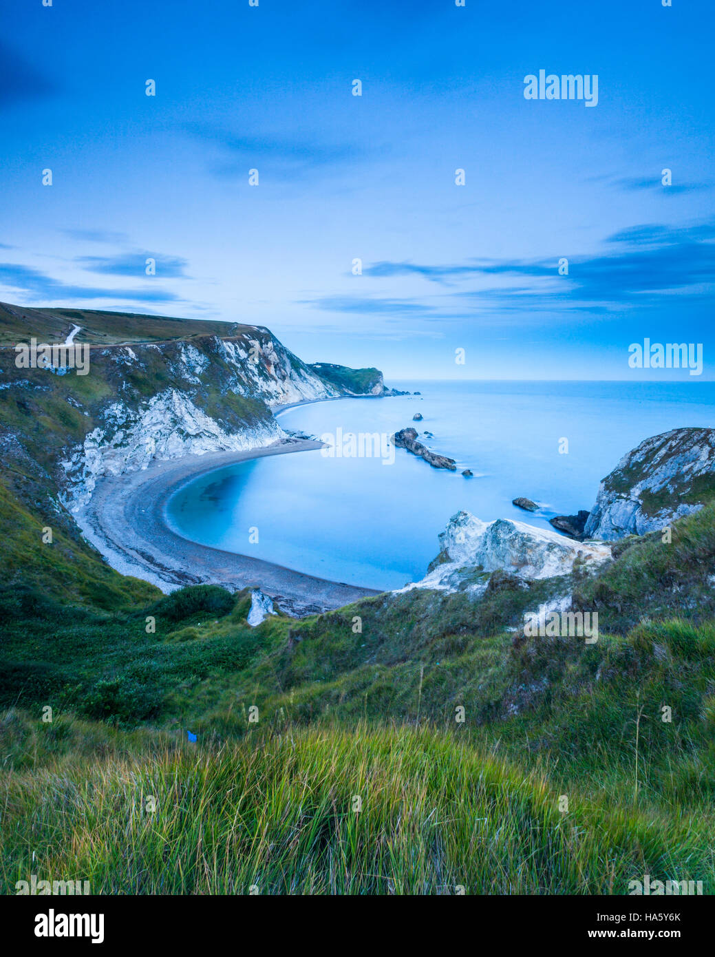 Twilight at Man O War cove in Dorset Stock Photo Alamy