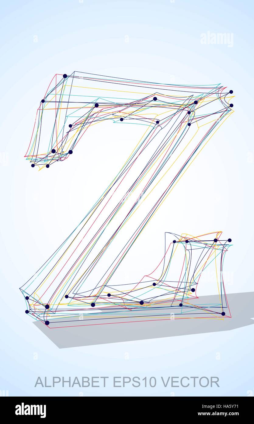 Abstract illustration of a Multicolor sketched lowercase letter Z with ...