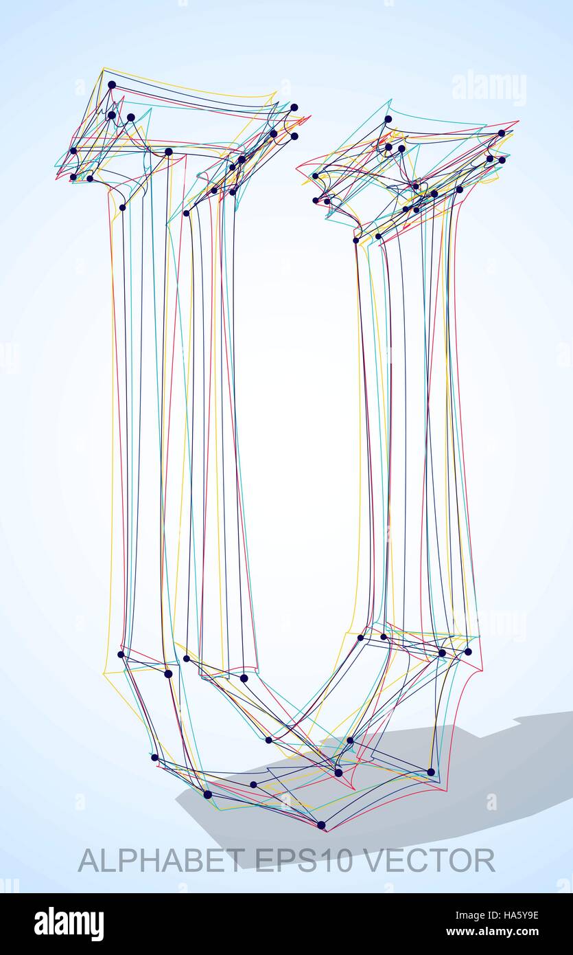 Abstract illustration of a Multicolor sketched uppercase letter U with ...