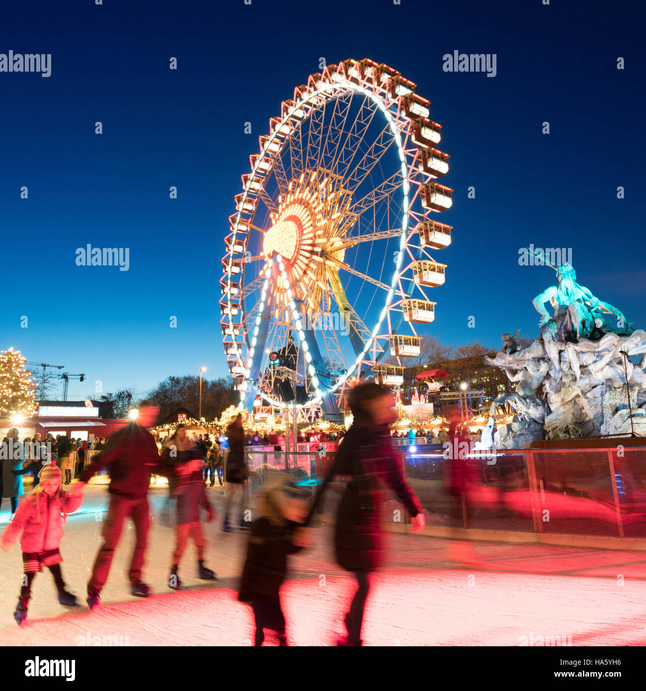 Ice rink at traditional Christmas Market at Alexanderplatz in Mitte