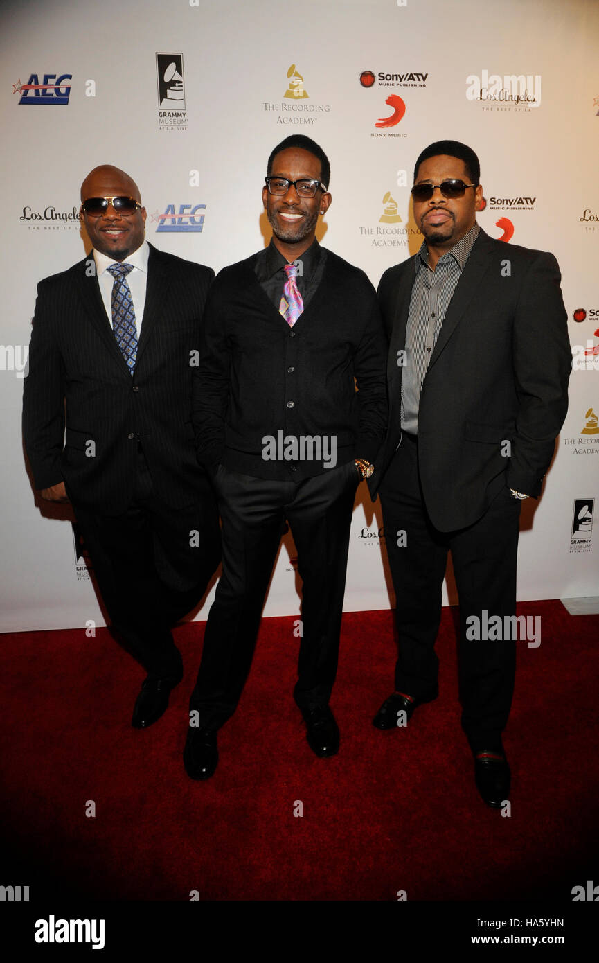 Wanya Morris, Shawn Stockman and Nathan Morris of Boyz II Men attend ...