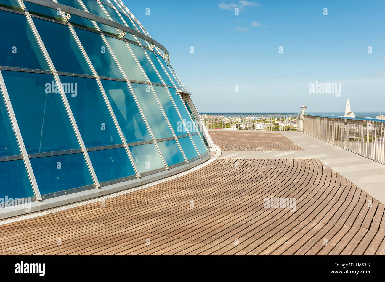 Perlan building dome and viewing deck overlooking Reykjavik, Iceland Stock Photo