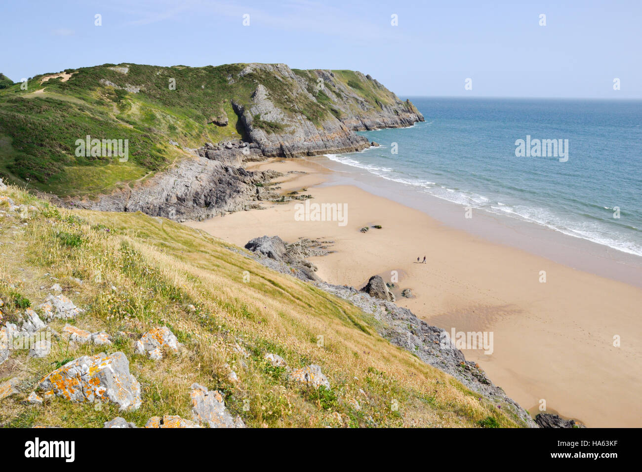 Pobbles Bay on the east side of Three Cliffs Bay on Gower Peninsular in Wales Stock Photo