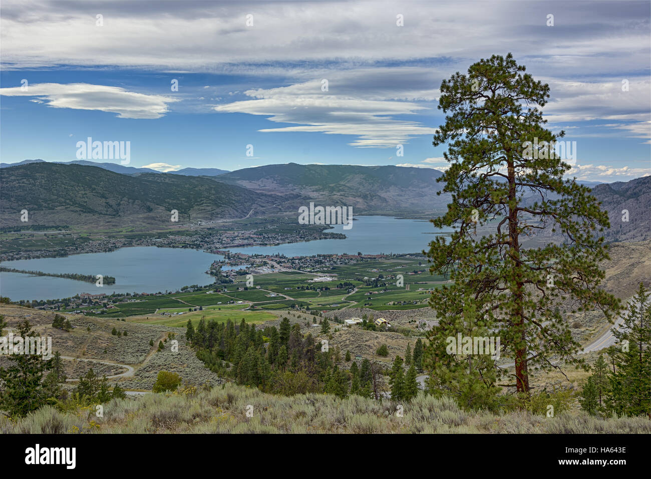 View of Osoyoos from Anarchist Mountain Okanagan Valley British Columbia Canada Stock Photo