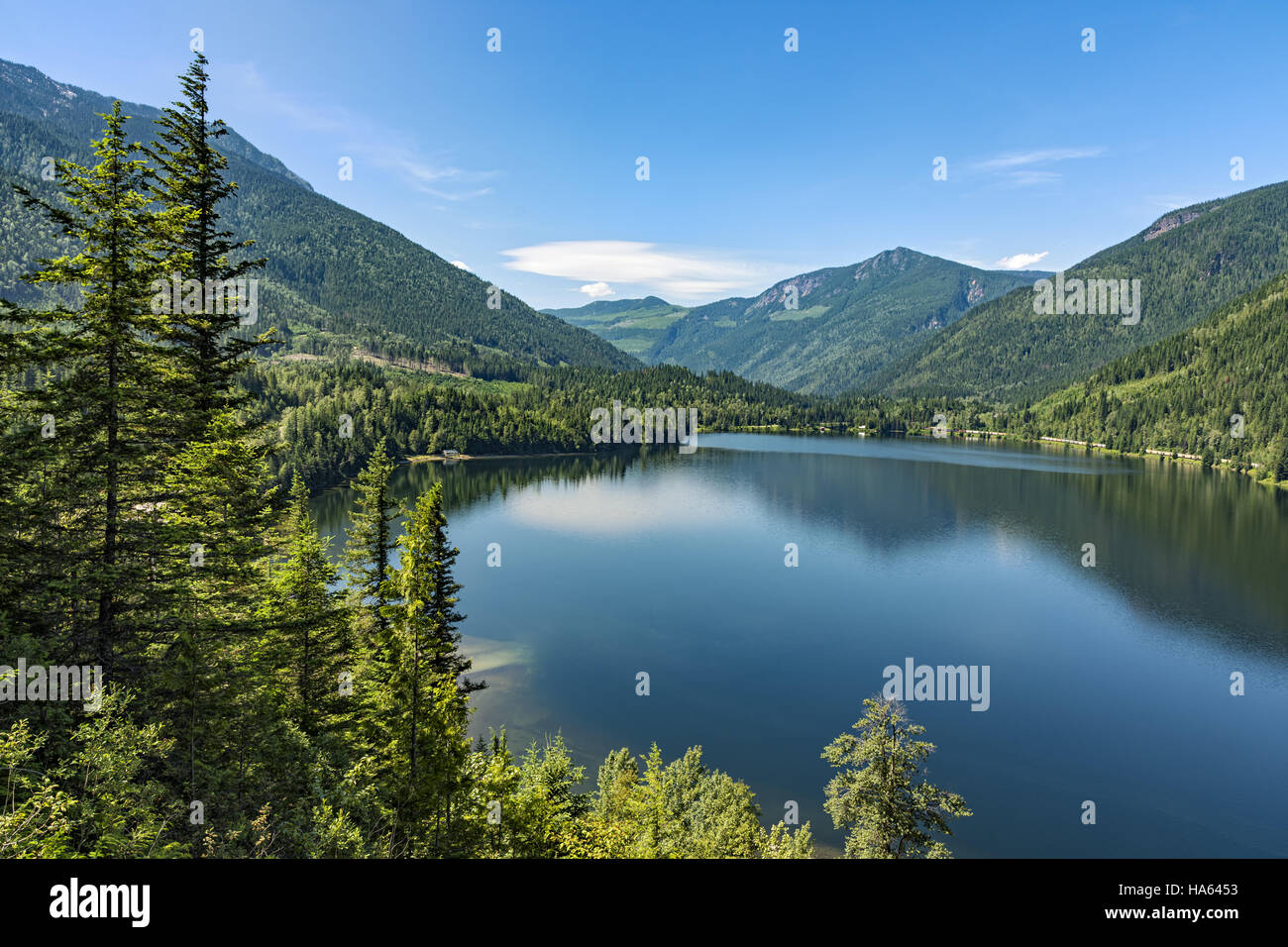 Three Valley Lake near Revelstoke British Columbia Canada on a summer day Stock Photo