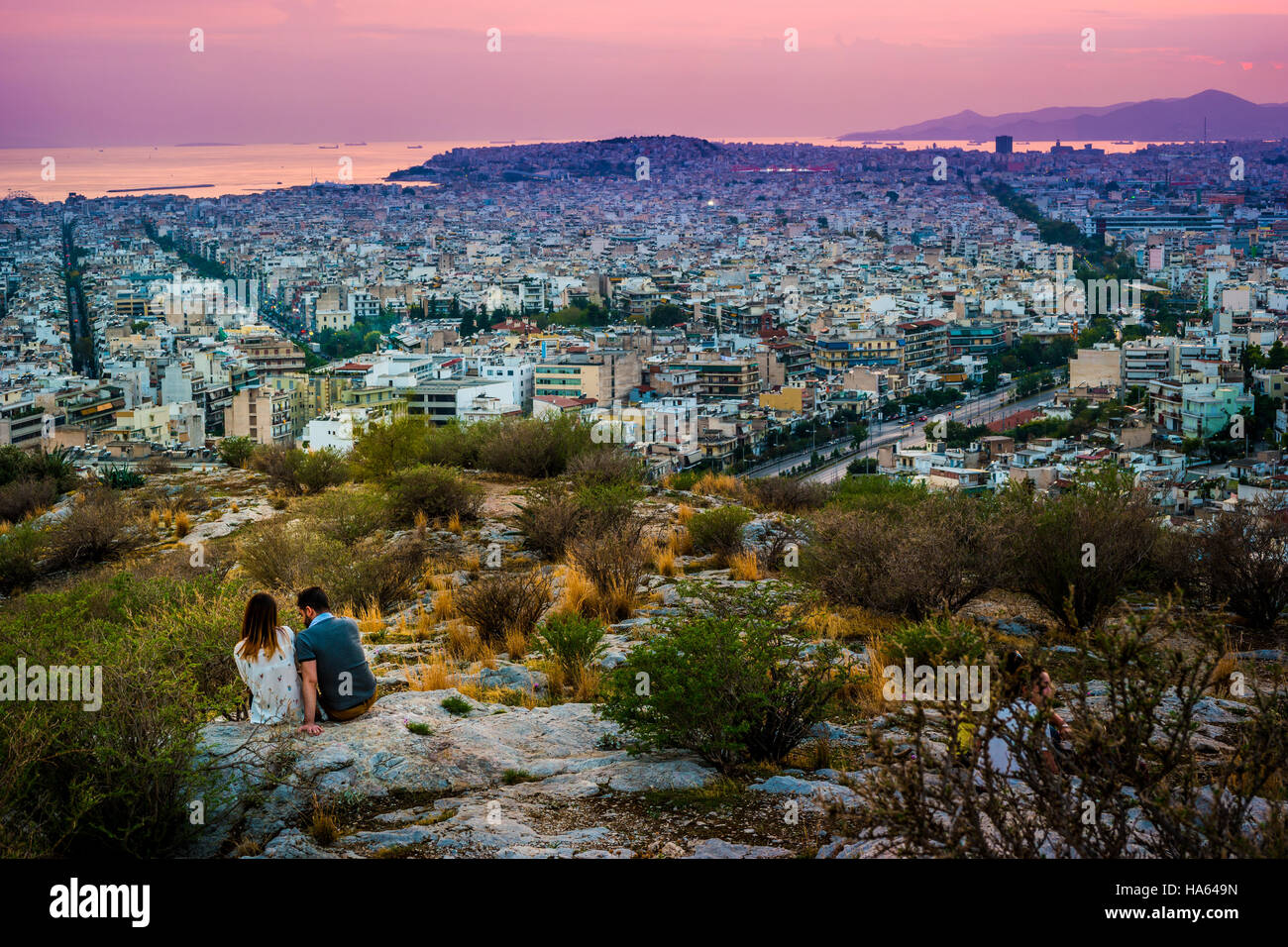 Panorama of Athens at sunset. Beautiful cityscape Stock Photo - Alamy