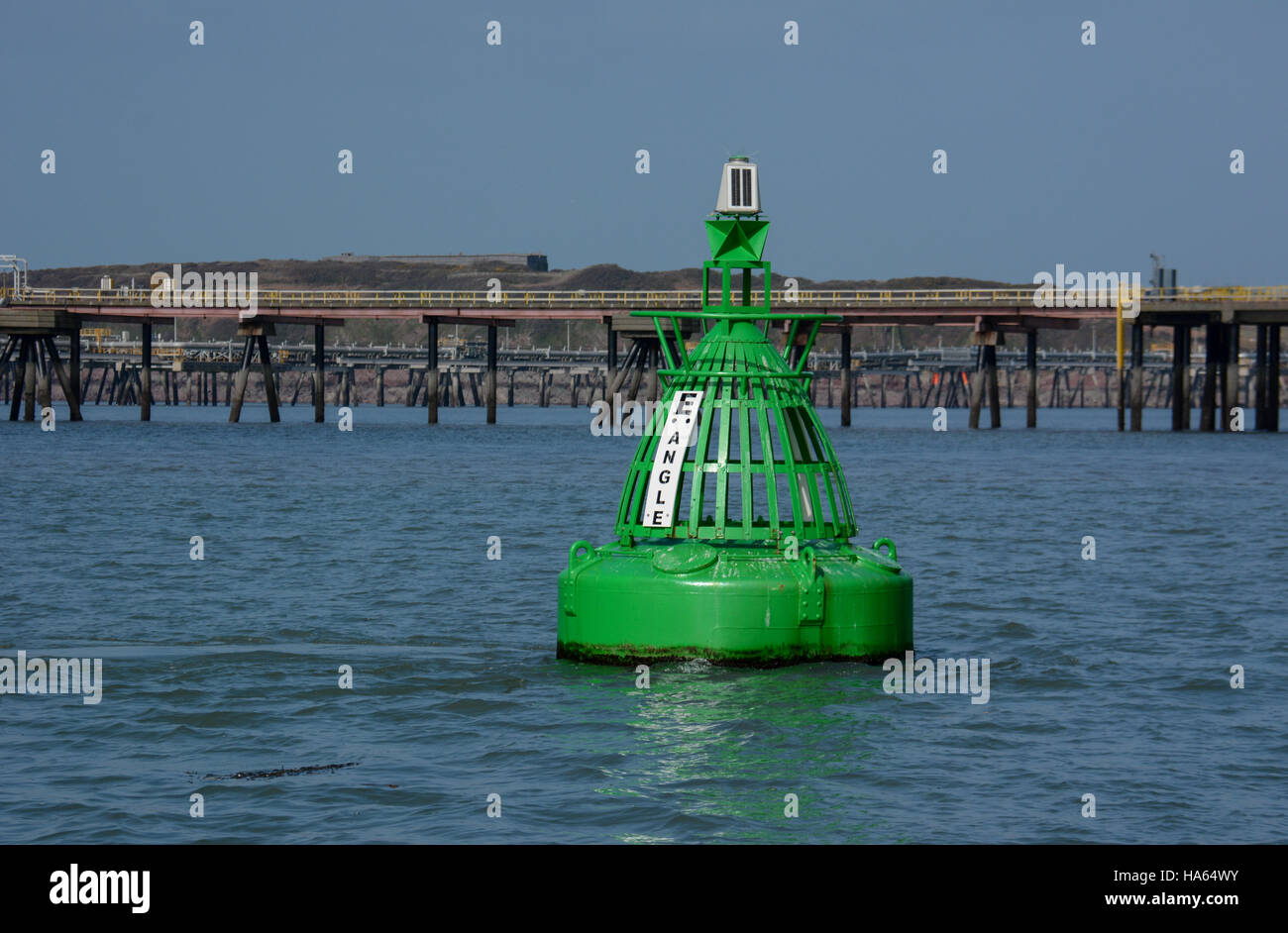 East Angle starboard lateral navigation buoy with the South Hook LNG