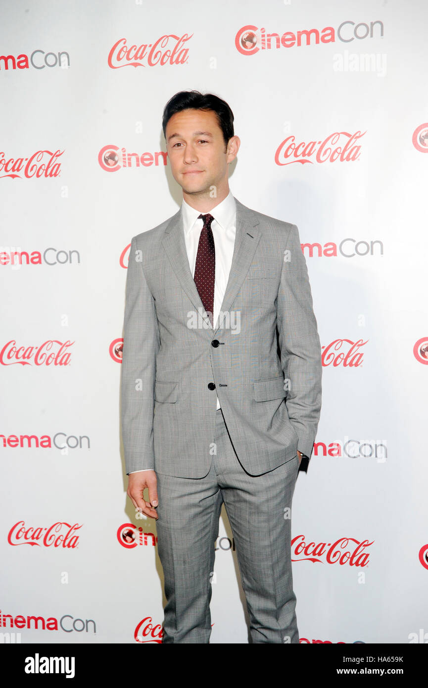 Joseph Gordon-Levitt recipient of the 'Breakthrough Filmmaker of the Year' arrives at the CinemaCon awards ceremony at the Pure Nightclub at Caesars Palace during CinemaCon, the official convention of the National Association of Theatre Owners, on April 18, 2013 in Las Vegas, Nevada. Stock Photo