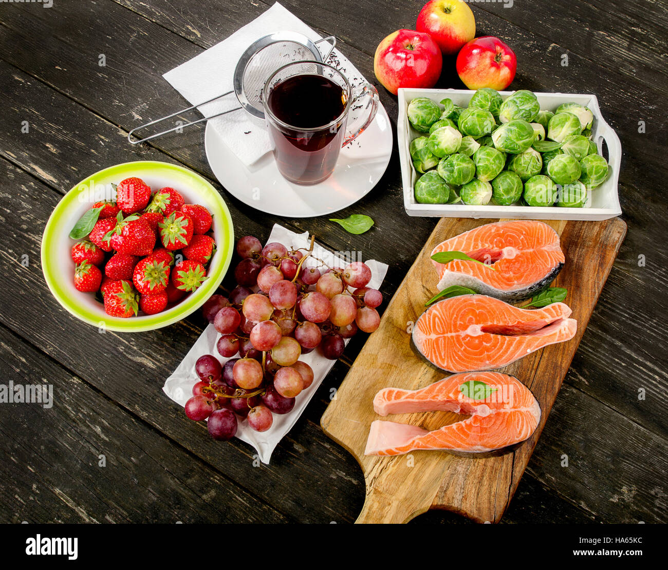 High Antioxidant Foods. Healthy diet concept. top view Stock Photo