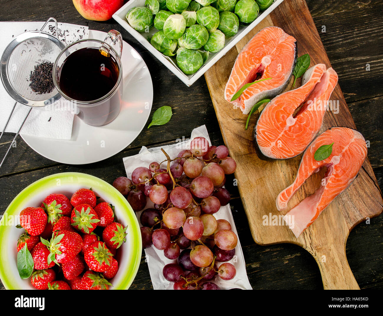 High Antioxidant Foods. Healthy eating concept. top view Stock Photo