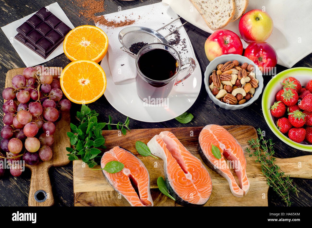 Food rich in antioxidant. Healthy food. View from above Stock Photo
