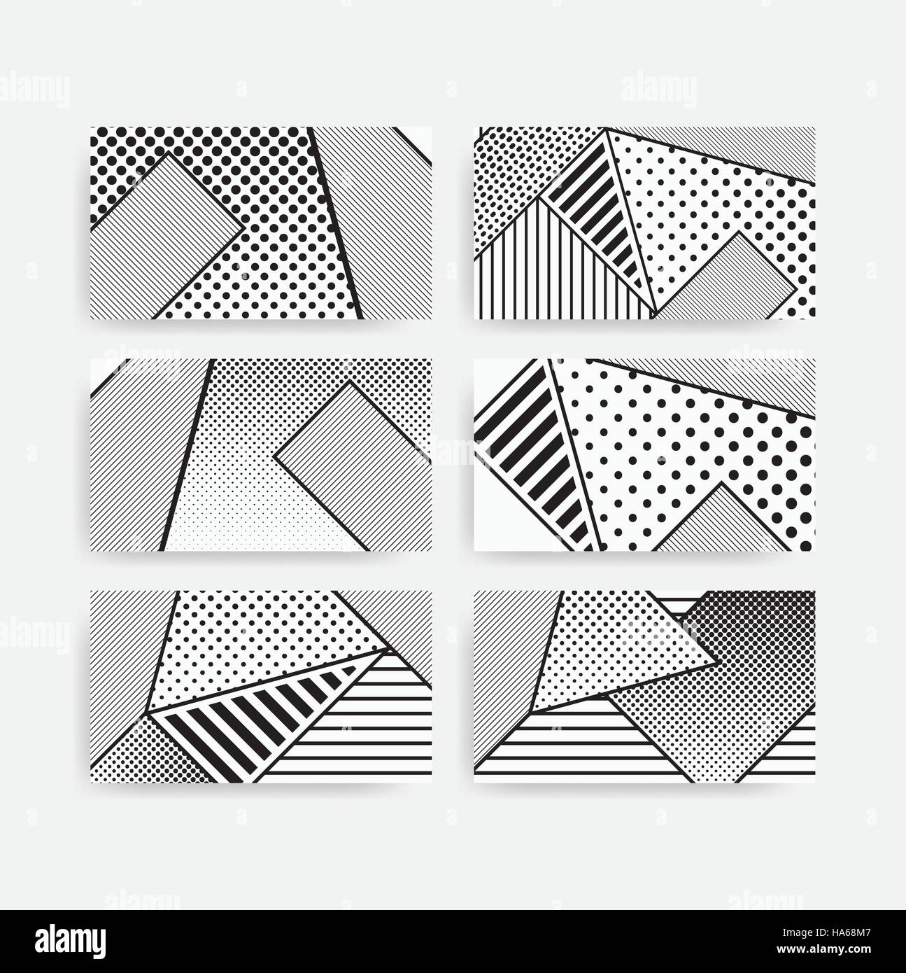 black and white pop art geometric pattern set Stock Vector Image & Art