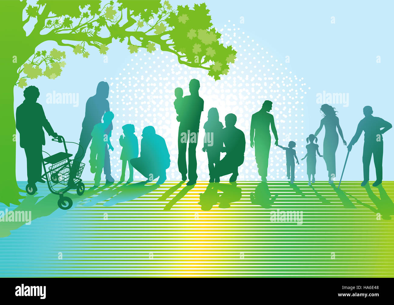 family, children, park, generations, Stock Photo