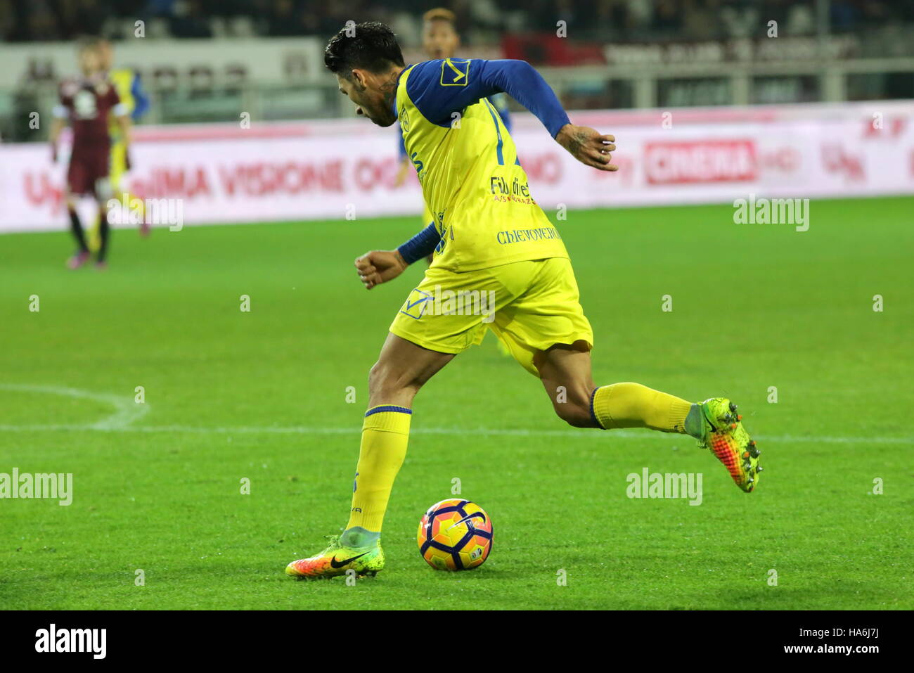 Lucas Manuel Castro of Chievo Verona in action during the Serie A football  match between Torino FC and AC Chievo Verona. Torino FC wins over AC Chievo  Verona for 2-1. (Photo by