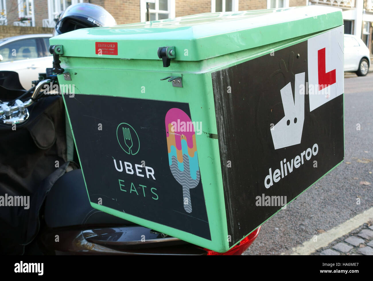 Food delivery driver working for both Uber Eats and Deliveroo 