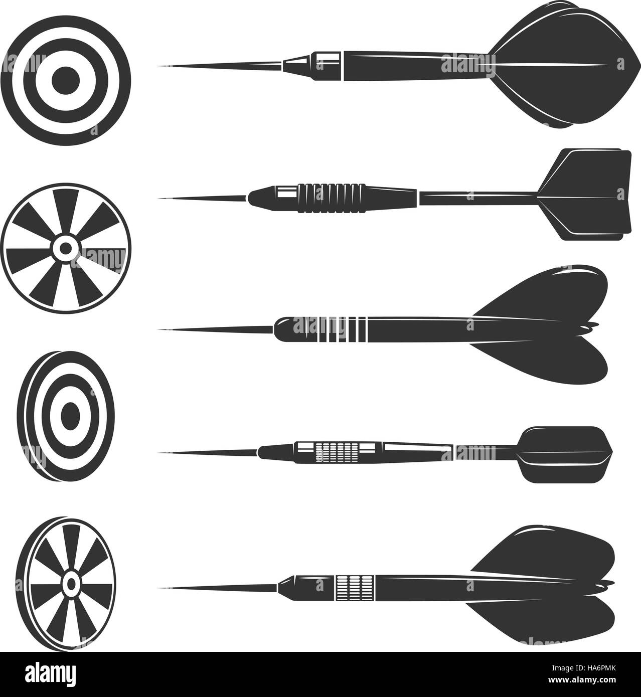 Set of darts for darts game isolated on white background. Design elements for logo, label, emblem, sign, brand mark. Vector illustration. Stock Vector