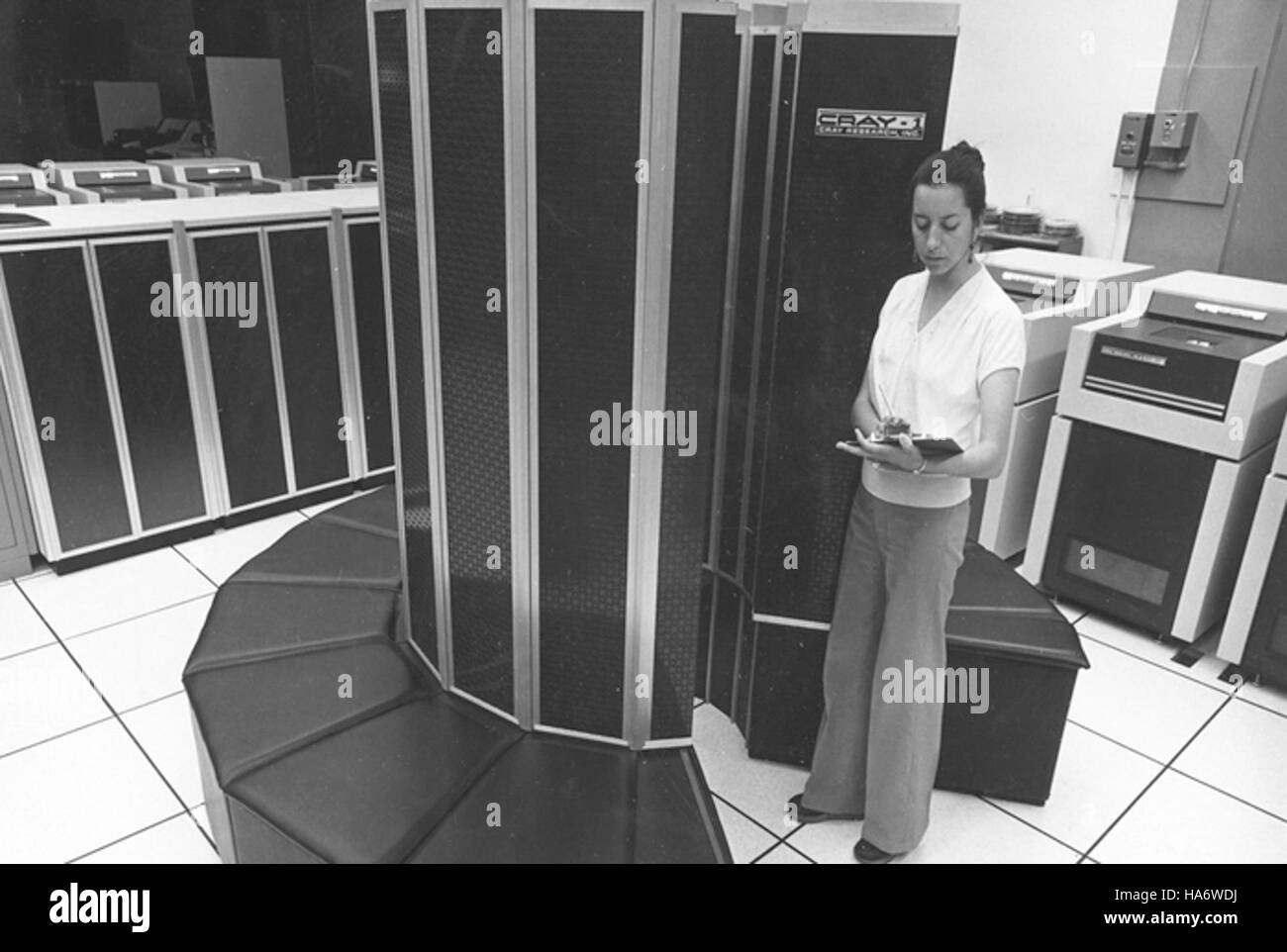 Labatory Supercomputer Keyboard Laboratory workers at Los Alamos National Laboratory inspect a CRAY ...