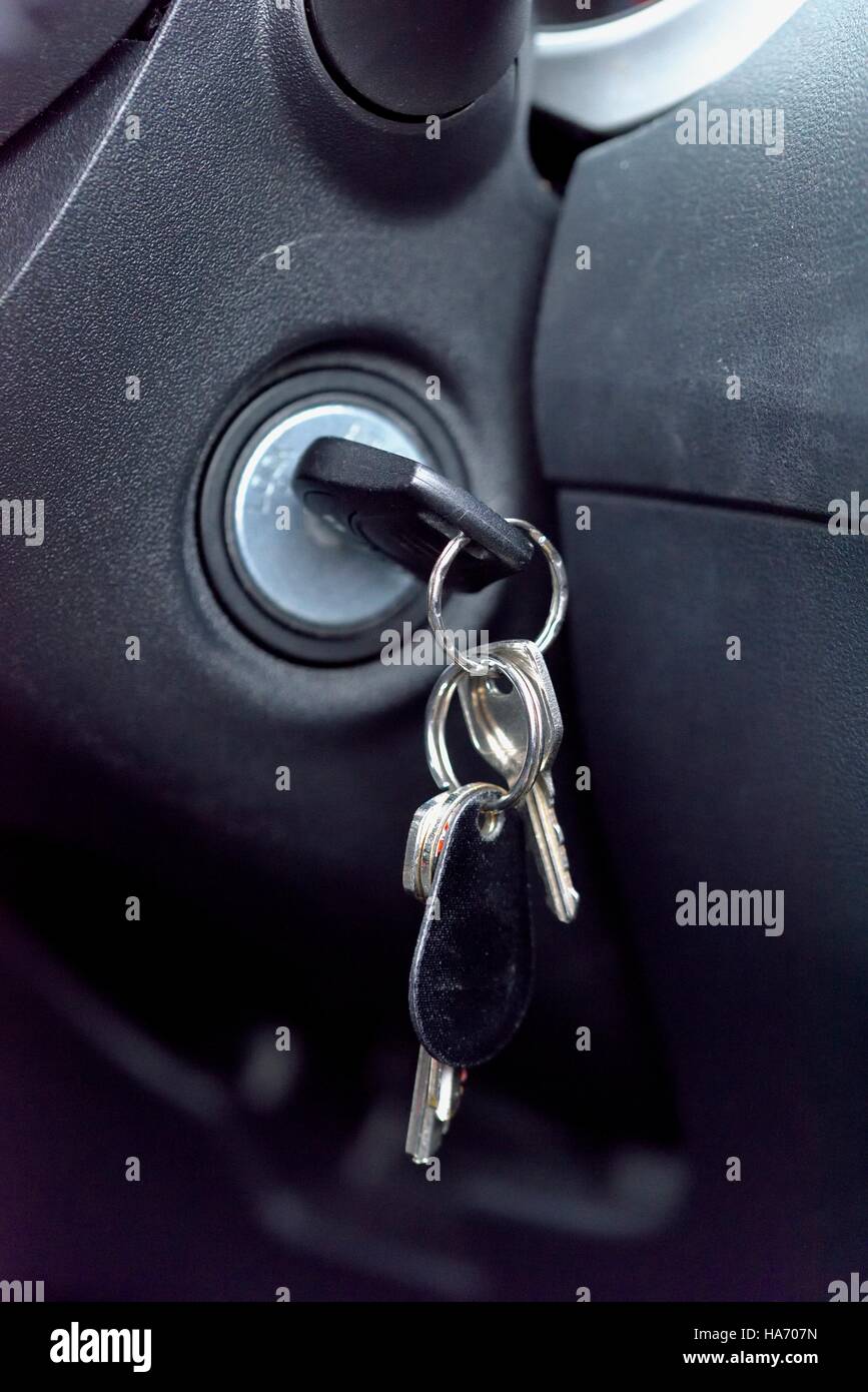 Car keys left in the ignition Stock Photo Alamy