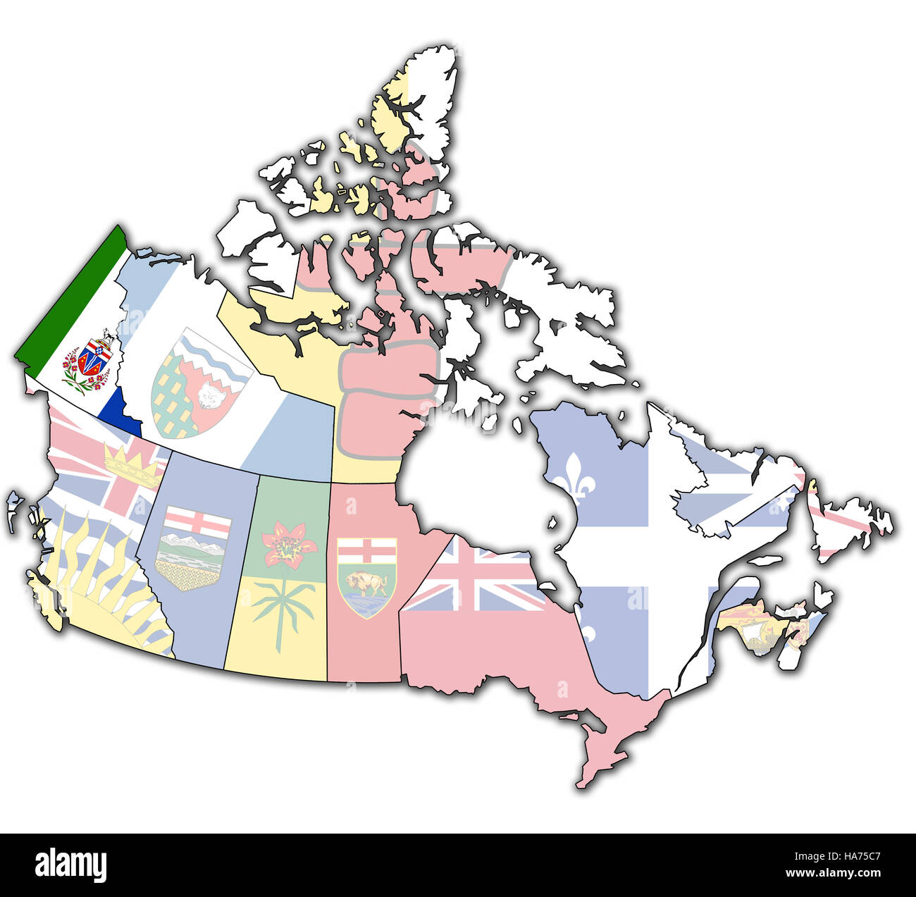 yukon on administration map of canada with flags Stock Photo