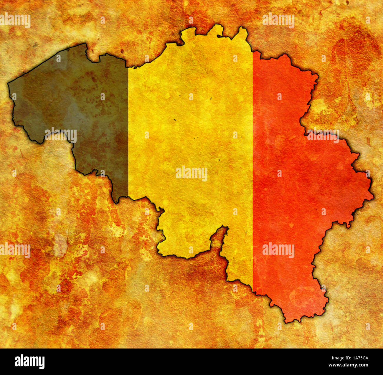 belgium flag on map of the country with border Stock Photo