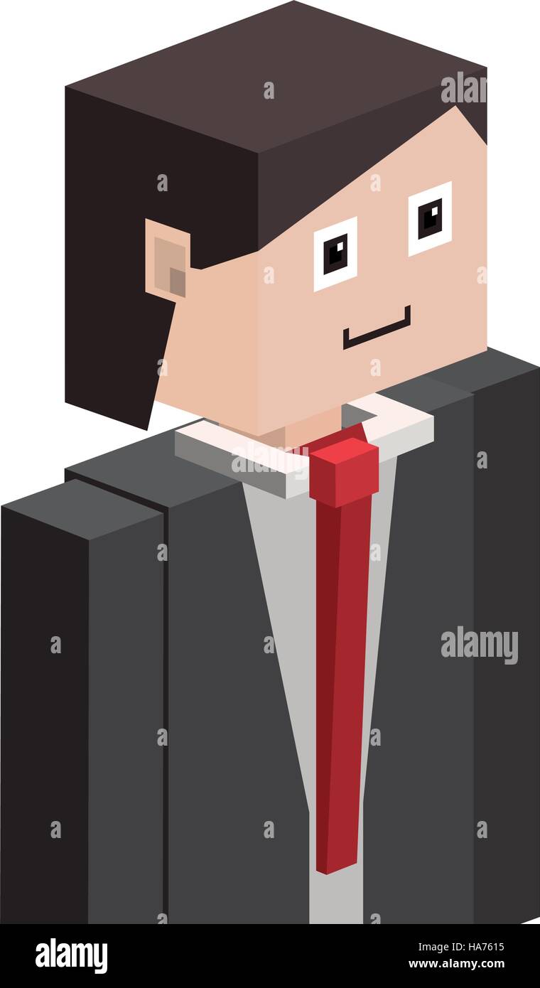 lego silhouette half body man with formal suit vector illustration Stock Vector