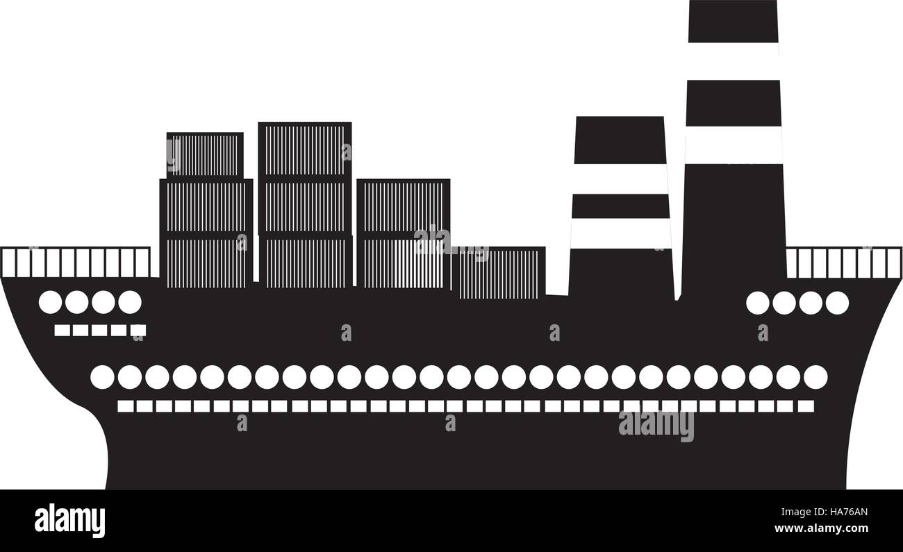 black silhouette container cargo ship vector illustration Stock Vector ...
