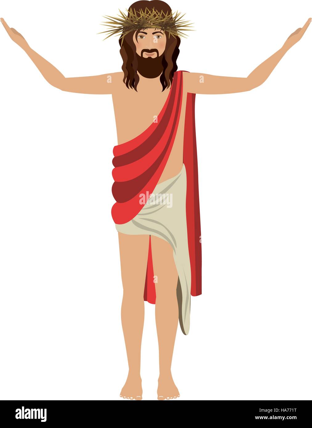 Jesus Christ With Crown Of Thorns Vector Illustration Stock Vector