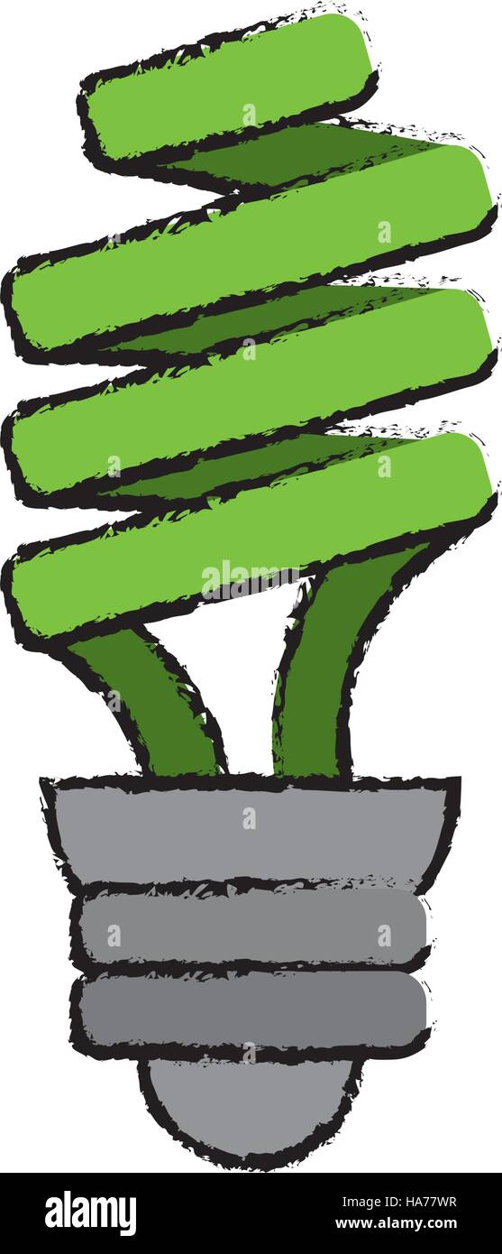 drawn green energy saving lamp light bulb Stock Vector Image & Art - Alamy