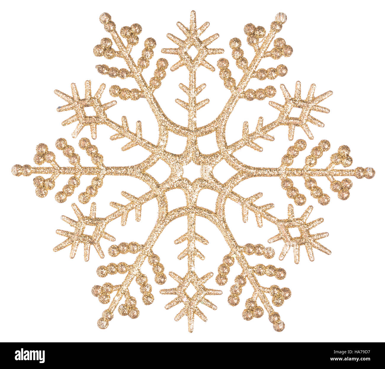 A beautiful Golden snowflake isolated on a white background. Element ...