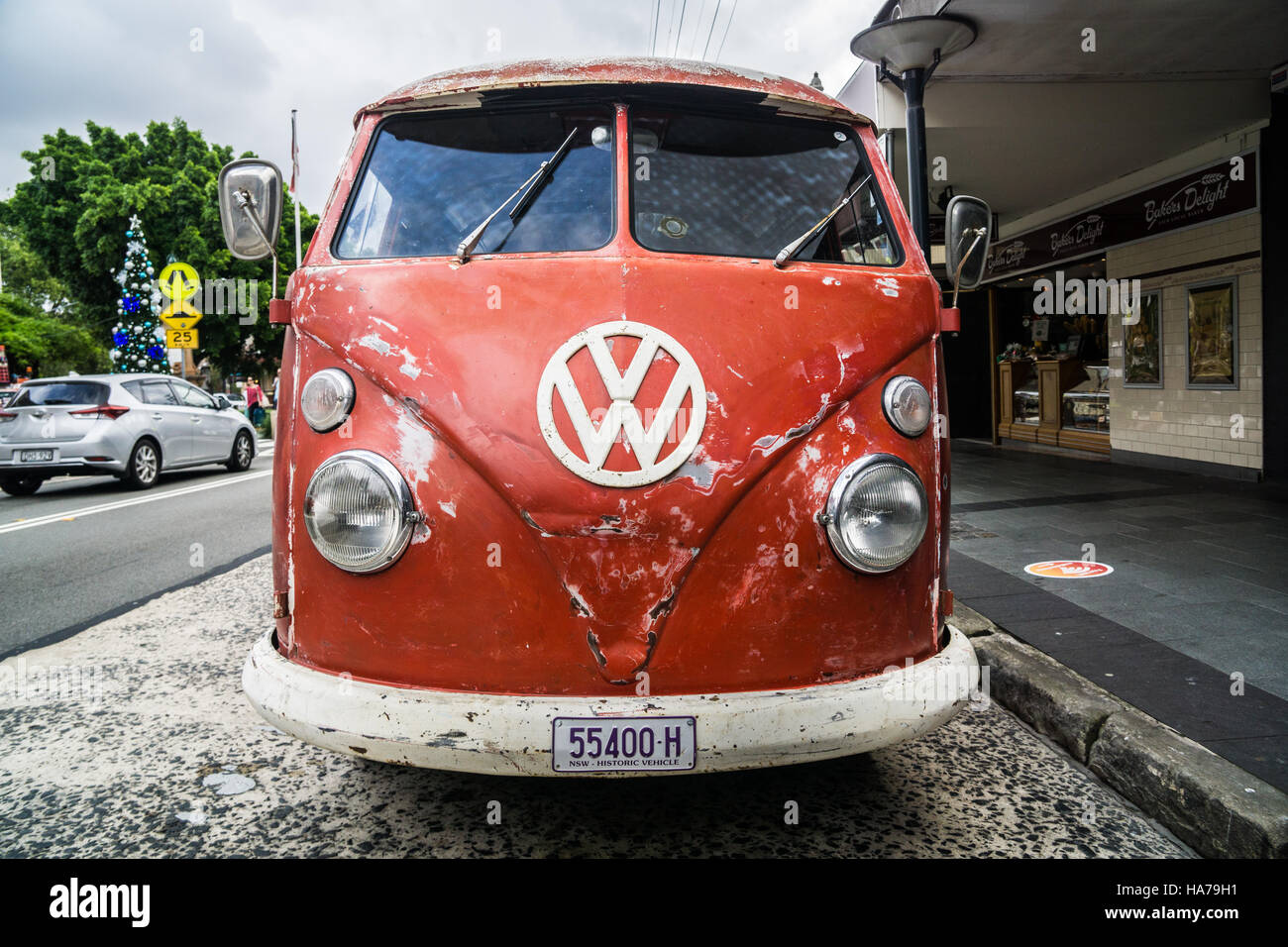 A Vintage VW Splitscreen Bus on the street. Stock Photo