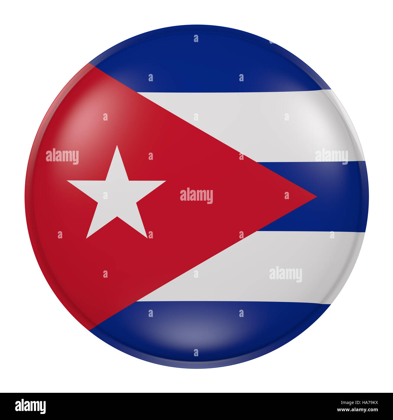 3d rendering of Cuba flag on a button Stock Photo