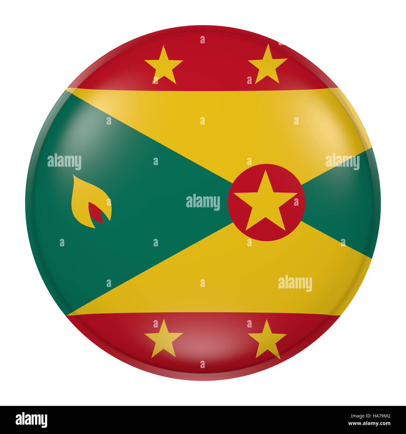 3d rendering of Grenada flag on a button Stock Photo